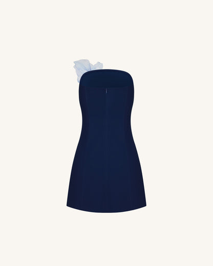 Floral Printed Mini Dress - Navy blue | JW PEI
