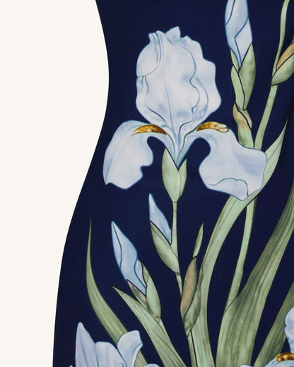 Floral Printed Mini Dress - Navy blue | JW PEI