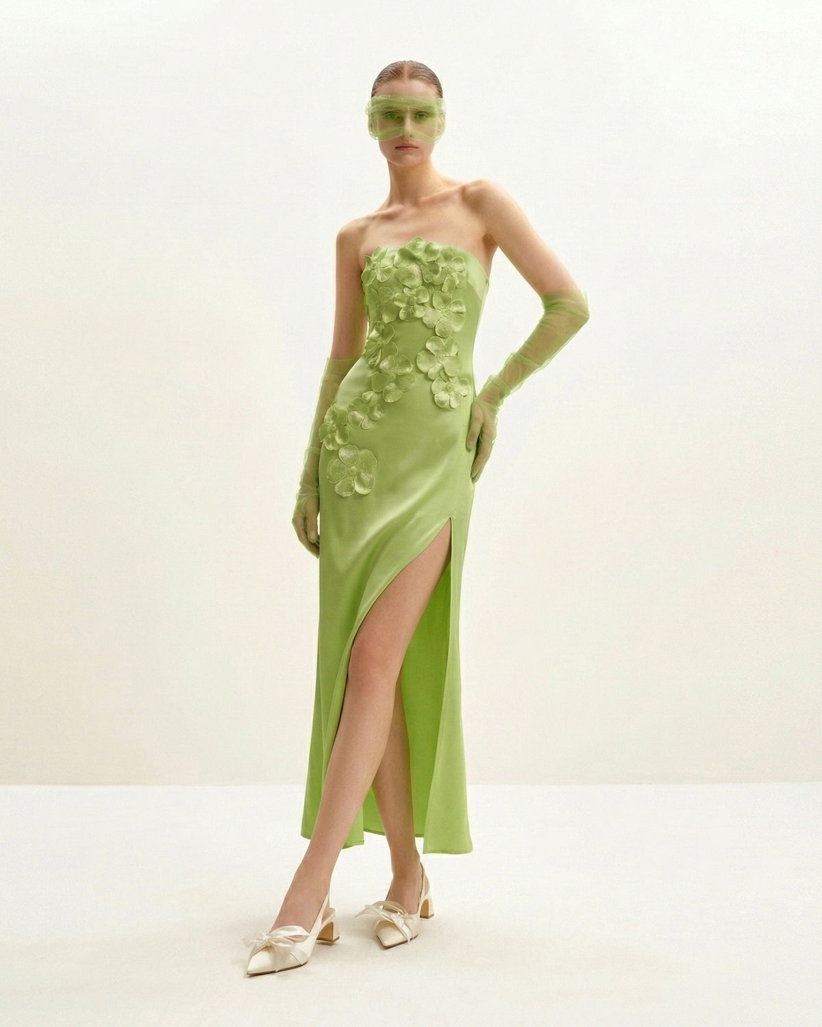 Floral Embroidered Long Dress - Green | JW PEI