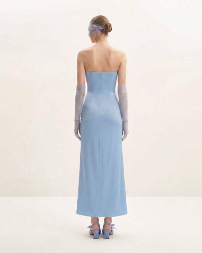Floral Embroidered Long Dress - Blue | JW PEI