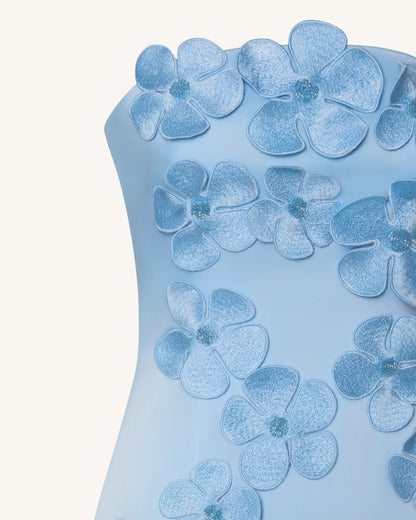 Floral Embroidered Long Dress - Blue | JW PEI