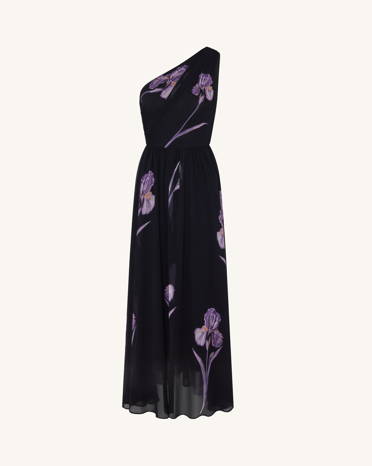 Floral One Shoulder Maxi Dress - Black | JW PEI