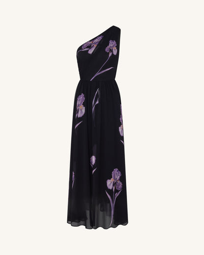 Floral One Shoulder Maxi Dress - Black | JW PEI