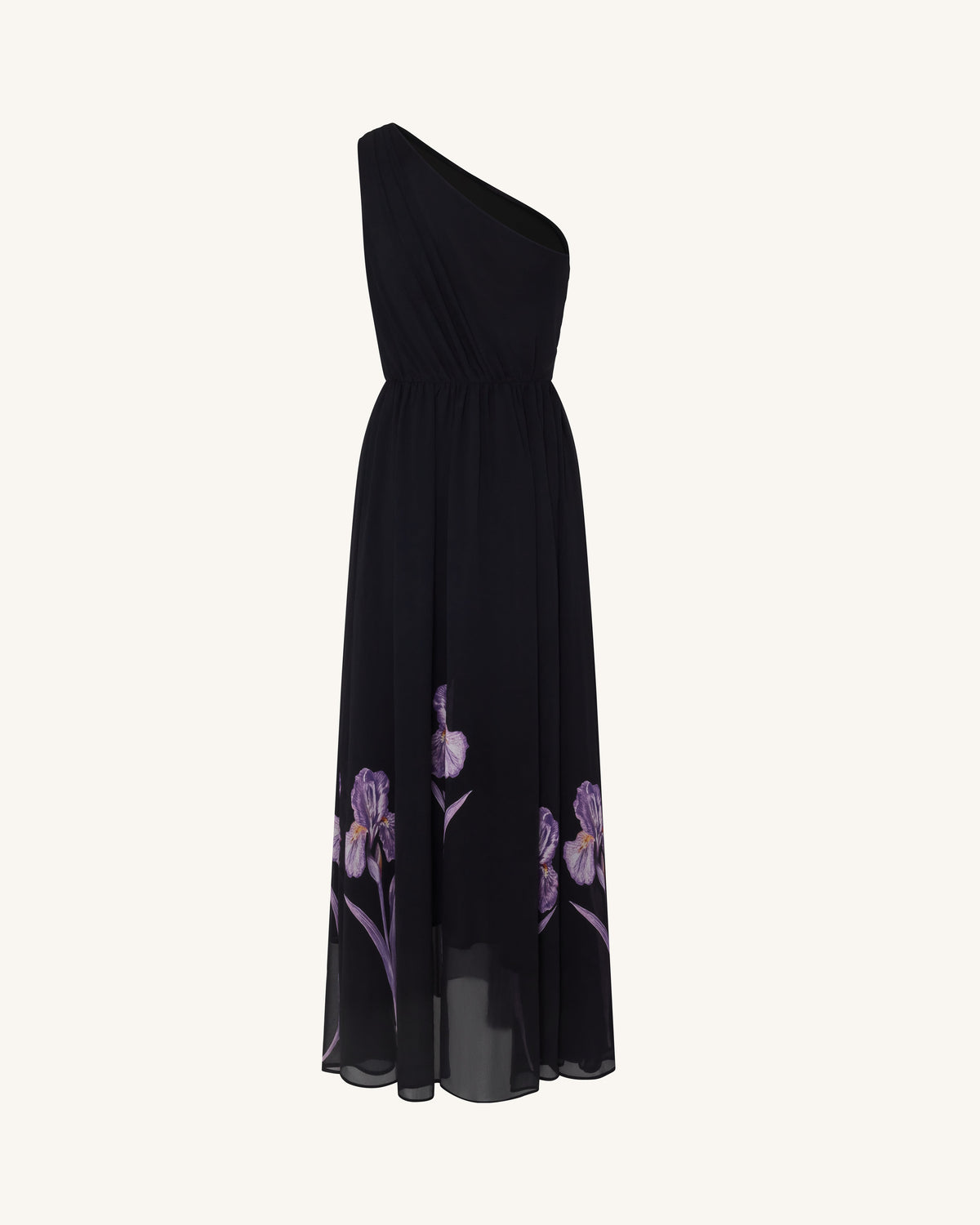 Floral One Shoulder Maxi Dress - Black | JW PEI