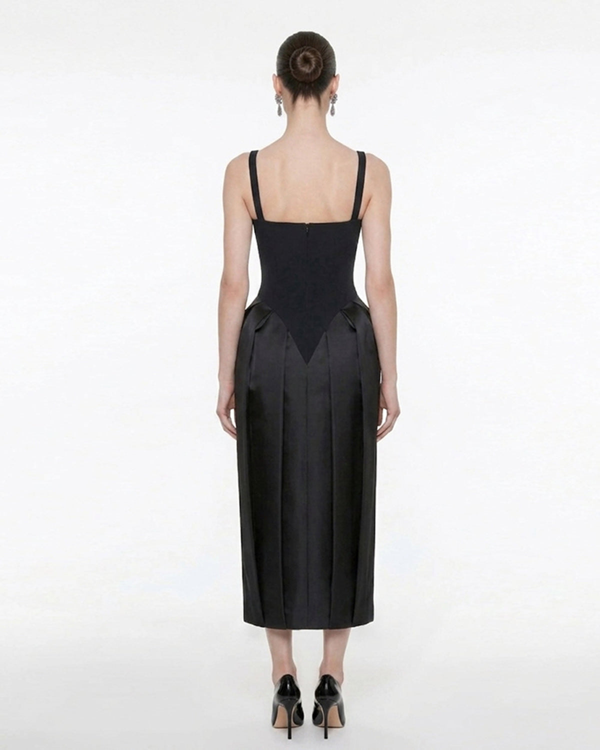Square Neck Pannier Midi Dress - Black | JW PEI
