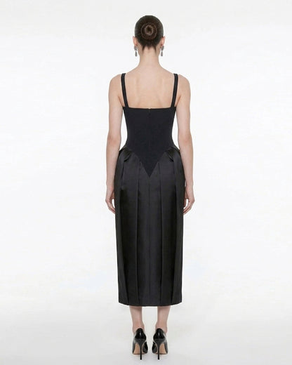 Square Neck Pannier Midi Dress - Black | JW PEI