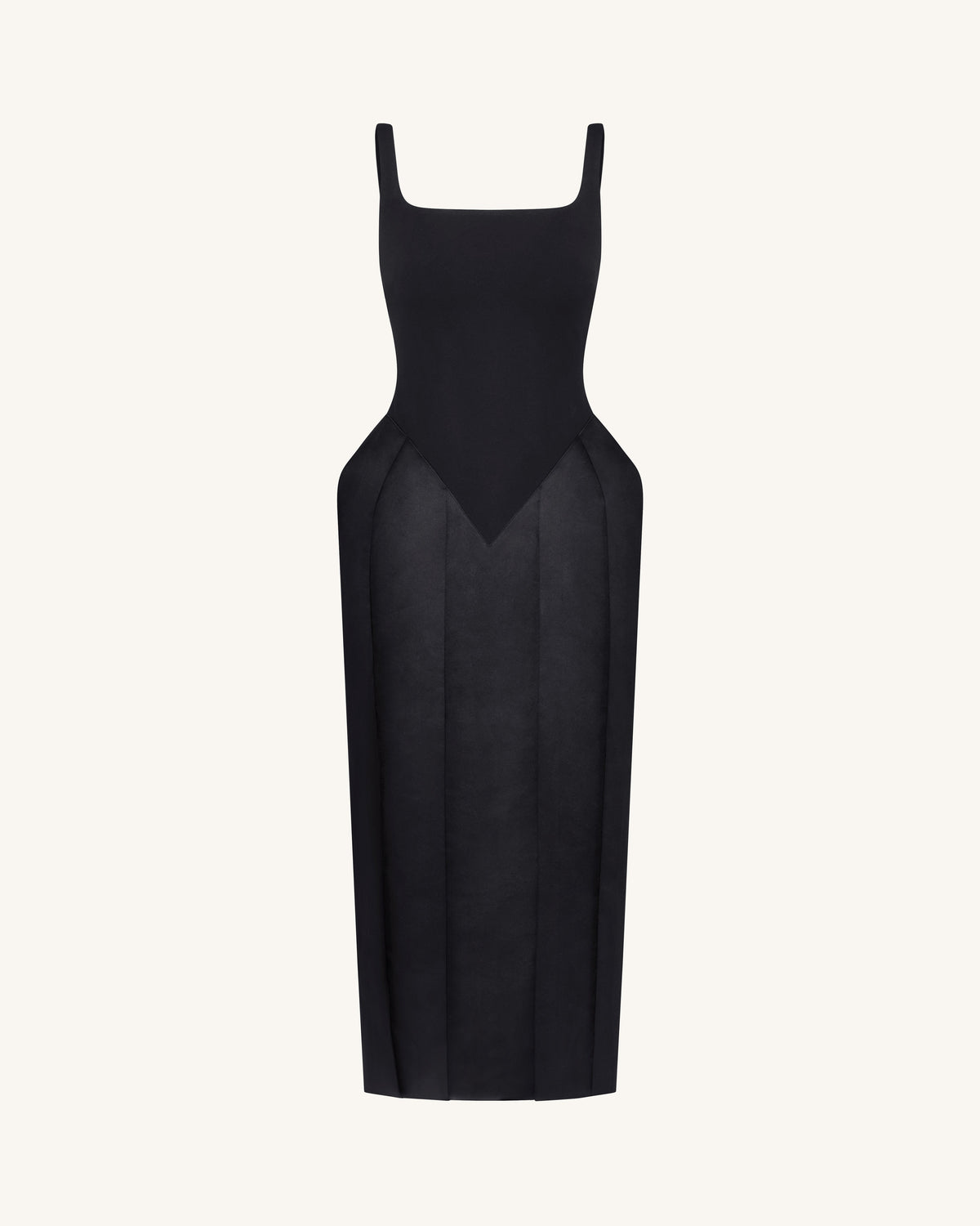 Square Neck Pannier Midi Dress - Black | JW PEI