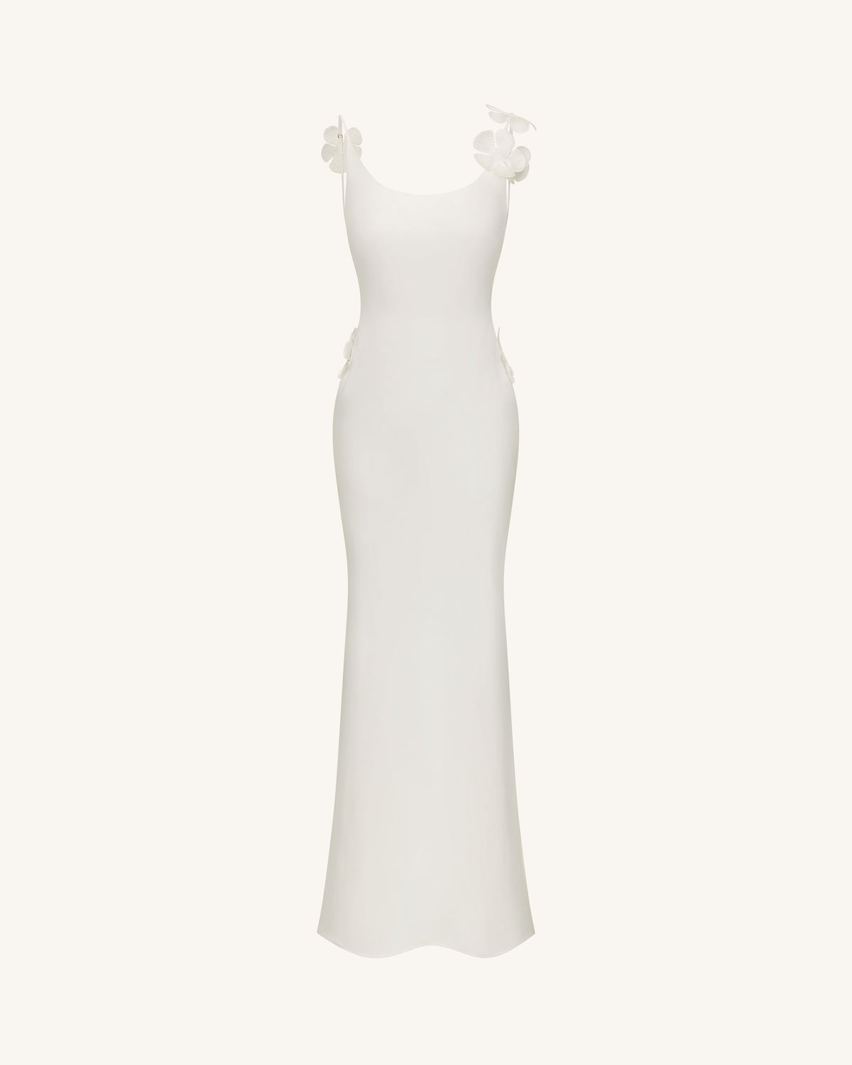 3D Floral Appliqué Satin Dress - White | JW PEI