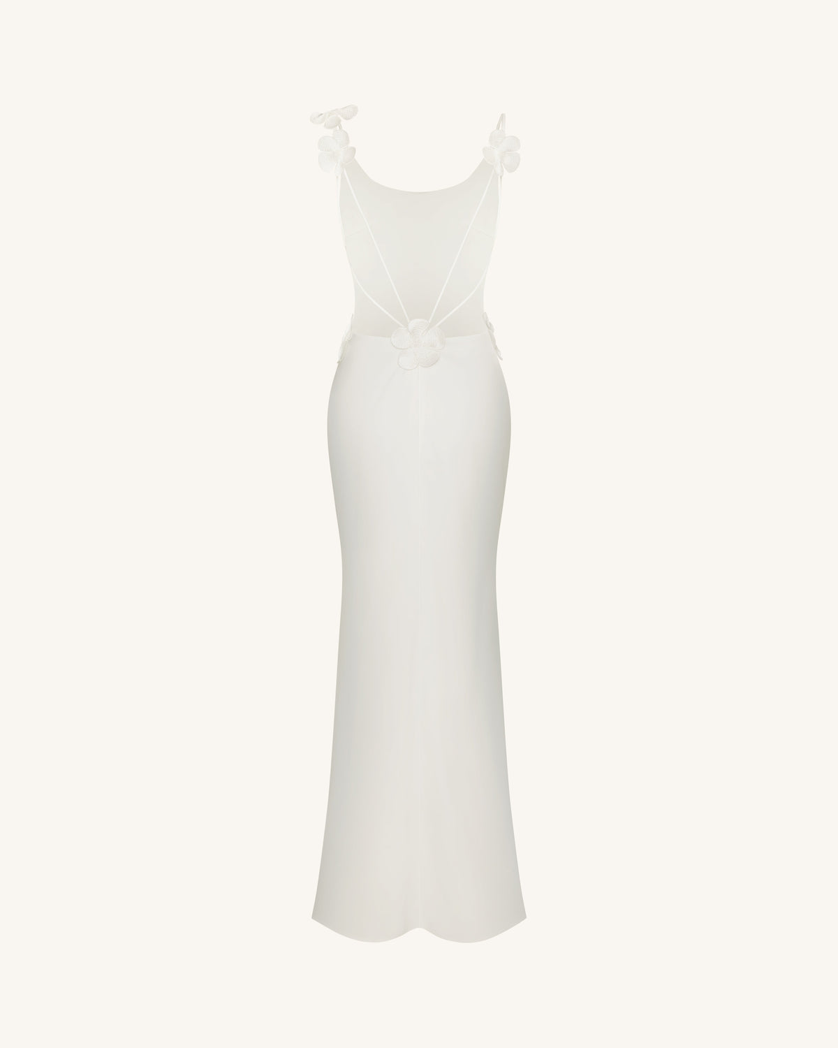 3D Floral Appliqué Satin Dress - White | JW PEI