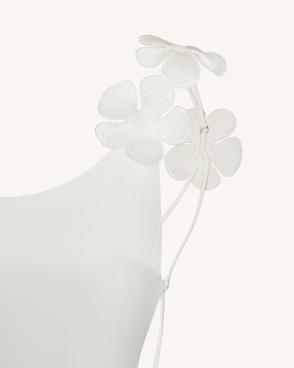 3D Floral Appliqué Satin Dress - White | JW PEI