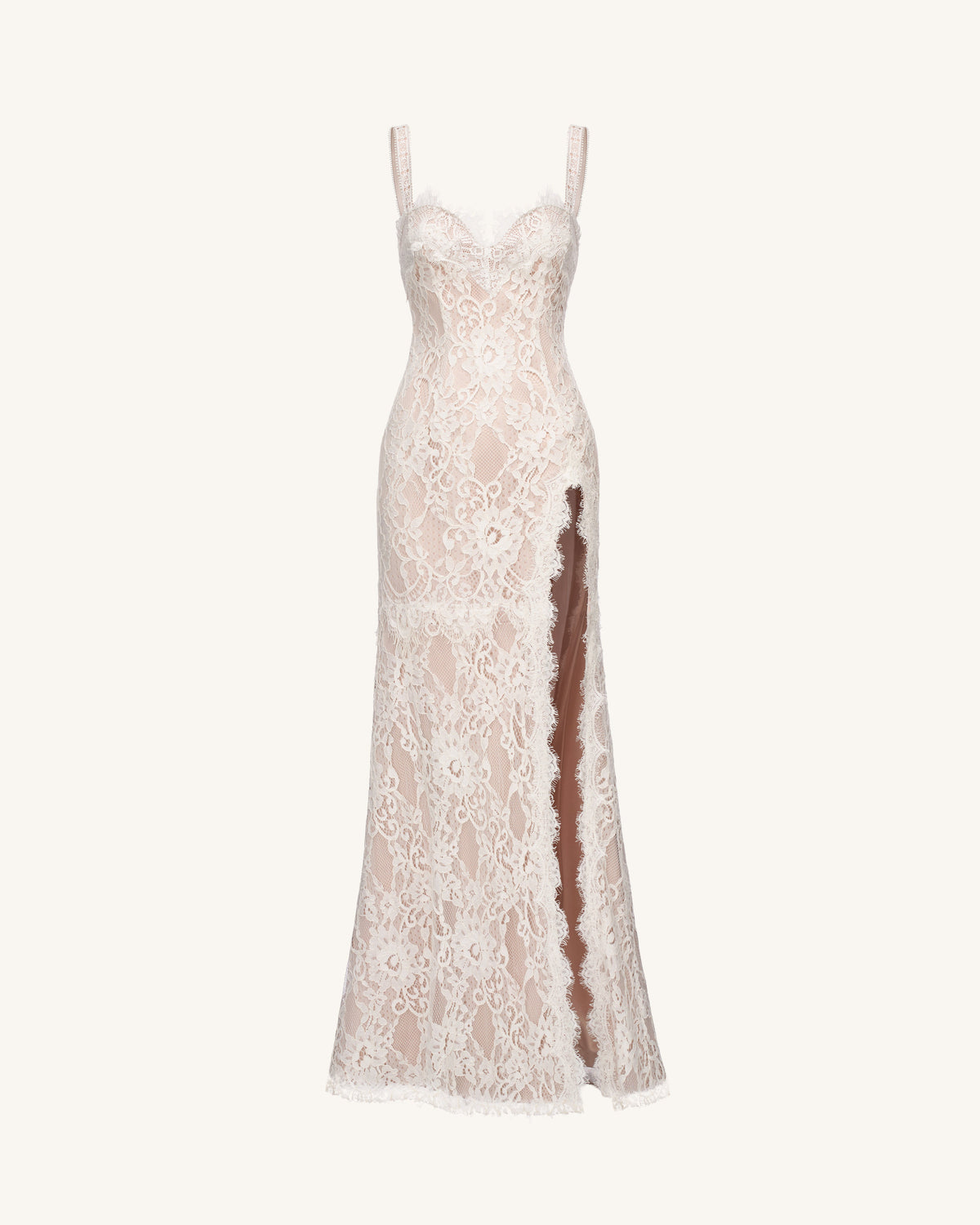 Lace Slit Maxi Dress - White | JW PEI