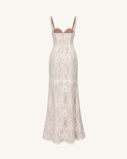 Lace Slit Maxi Dress - White | JW PEI