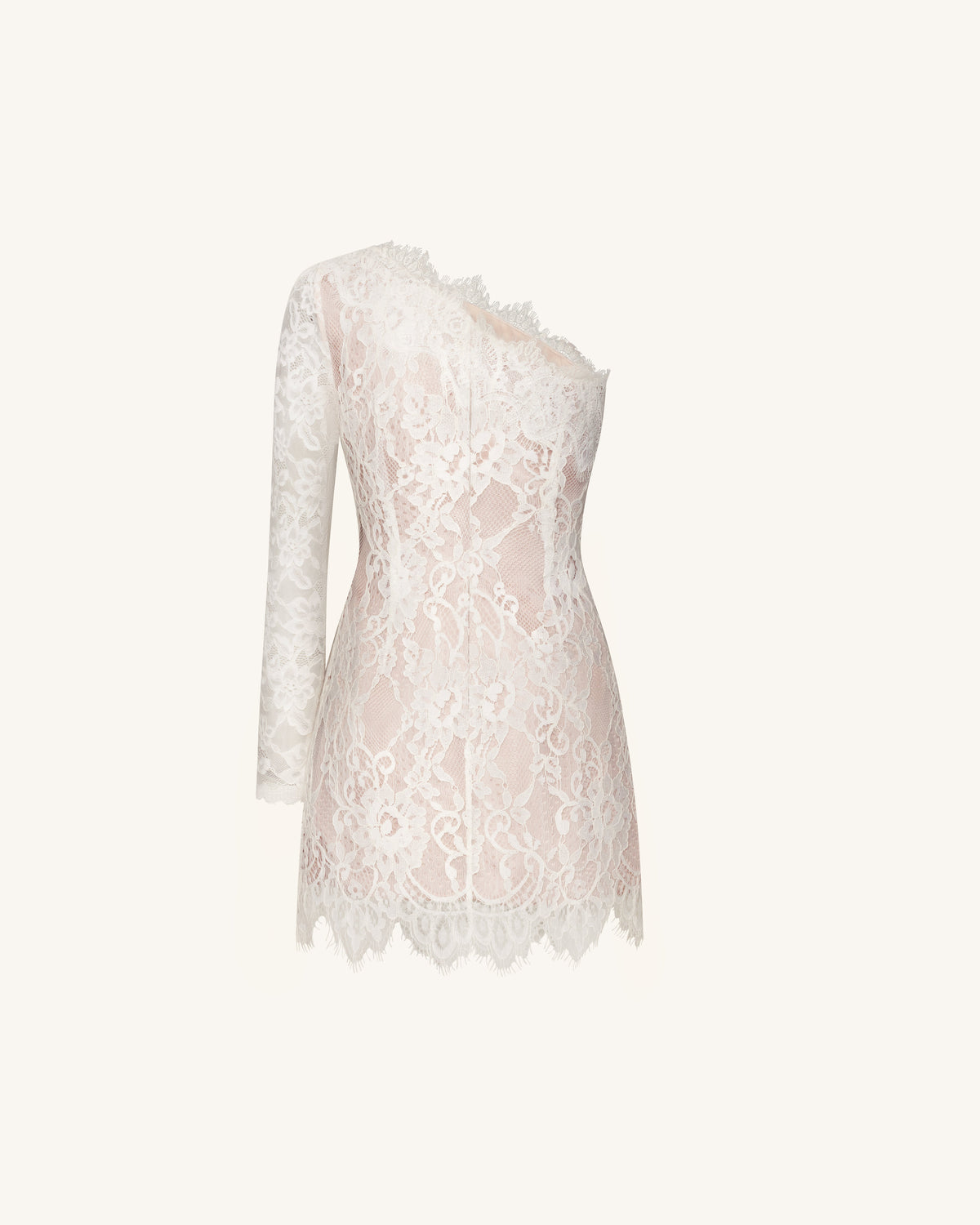 One Shoulder Lace Mini Dress - White | JW PEI