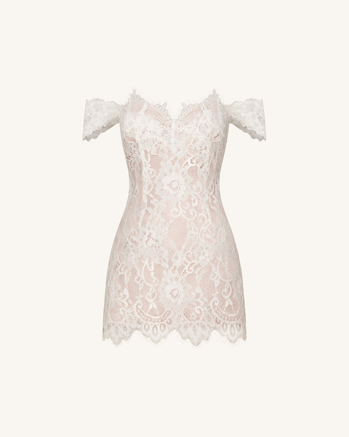 Off Shoulder Lace Mini Dress - White | JW PEI