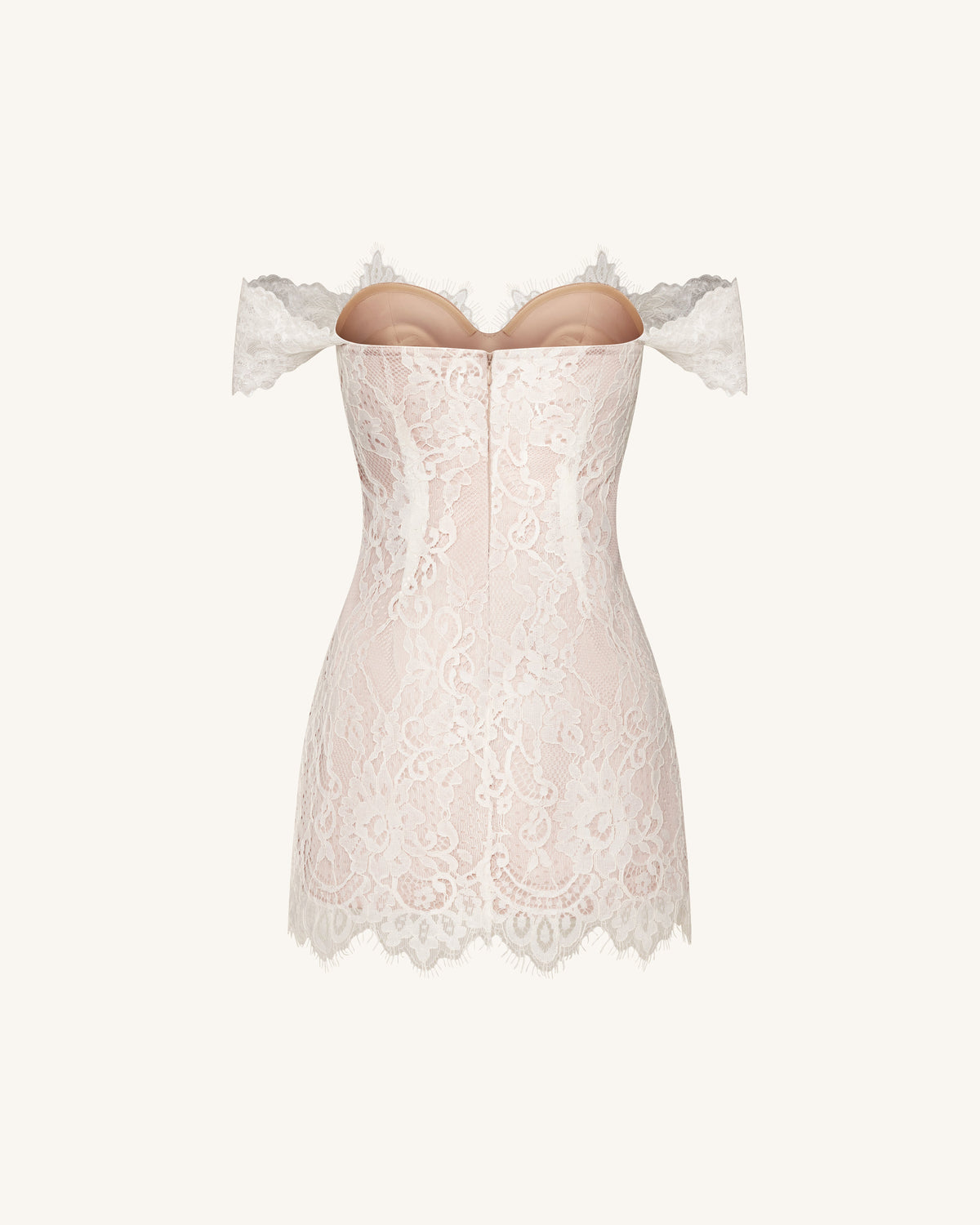 Off Shoulder Lace Mini Dress - White | JW PEI