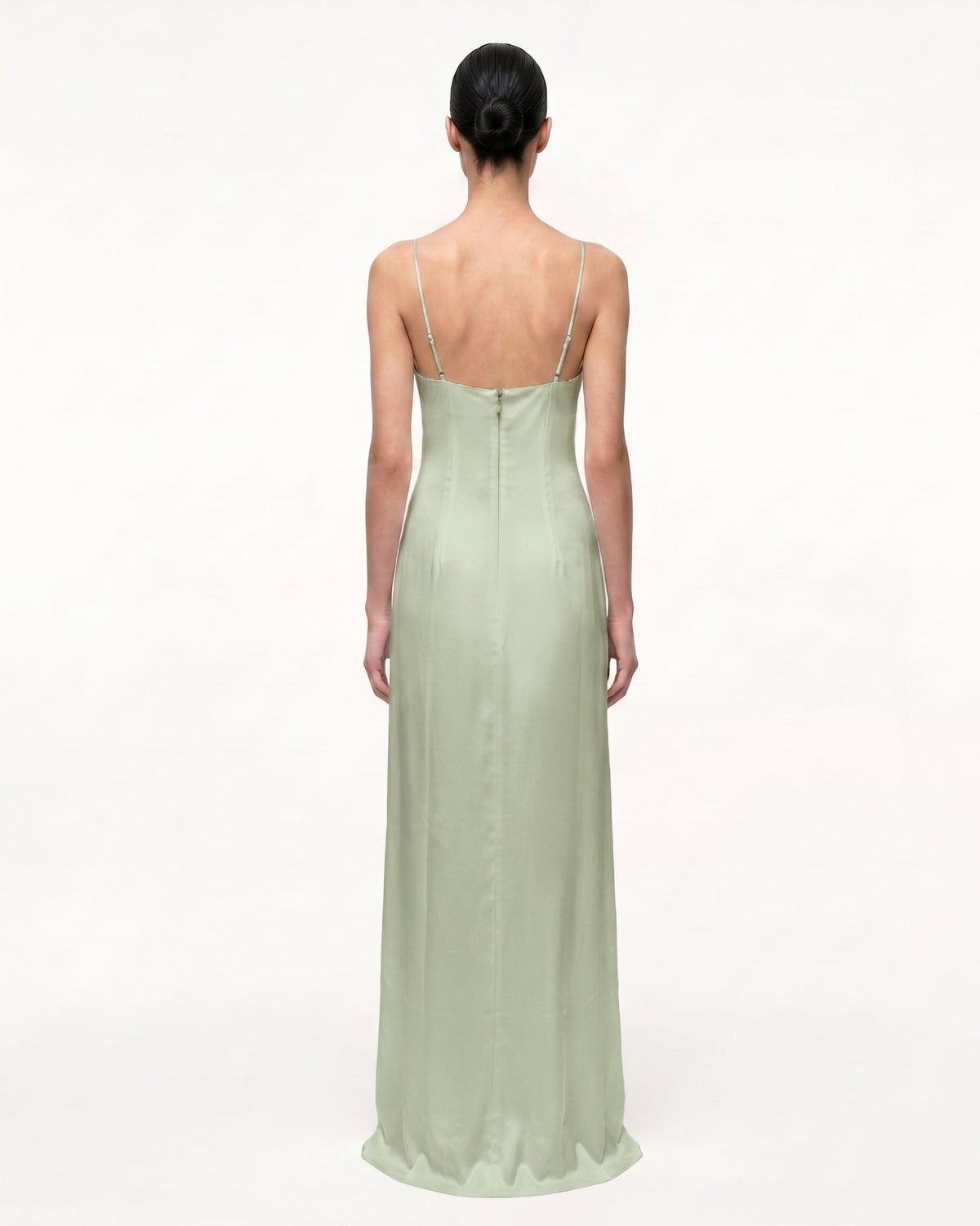 Iris Motif Satin Slip Gown - Light Green/Purple | JW PEI