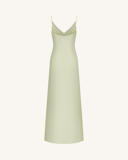 Iris Motif Satin Slip Gown - Light Green/Purple | JW PEI