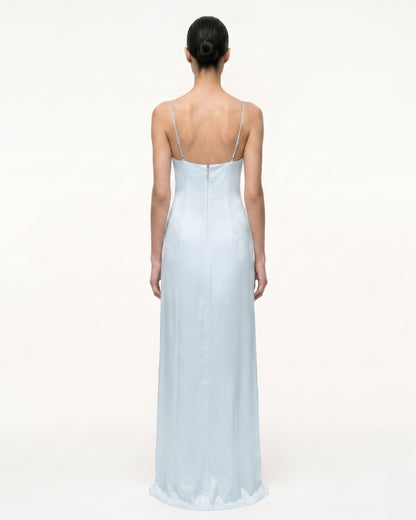 Iris Motif Satin Slip Gown - Light Blue | JW PEI