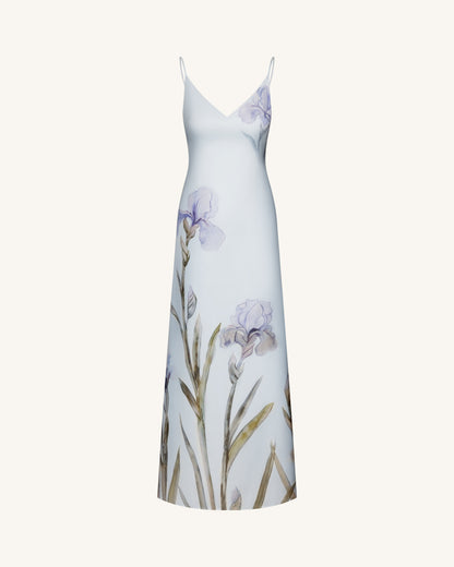 Iris Motif Satin Slip Gown - Light Blue | JW PEI