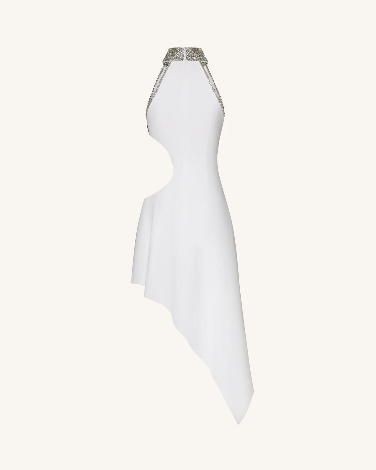 Jeweled Floral Cutout High Neck Dress - White | JW PEI