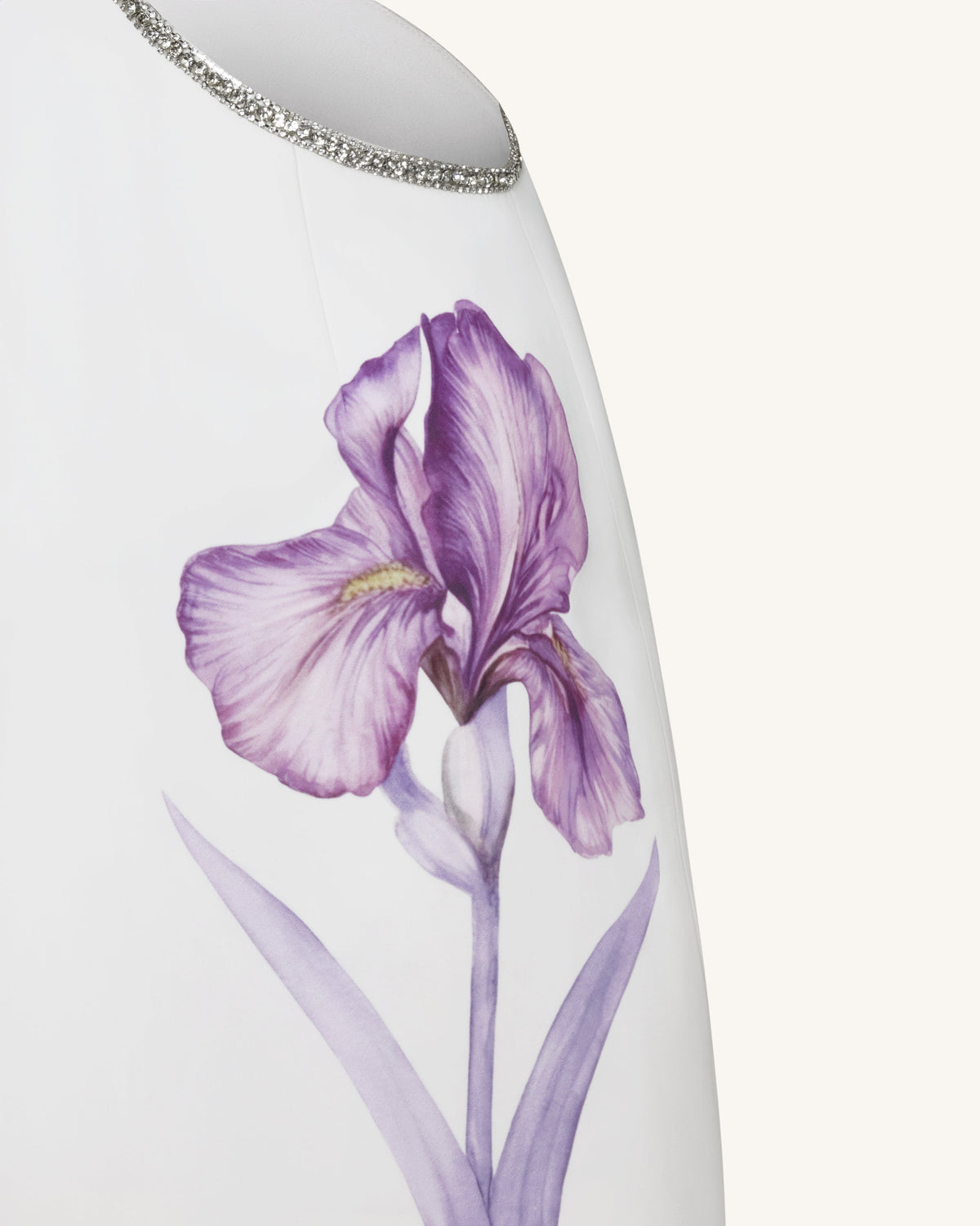 Beaded Trim Floral Mini Dress - White | JW PEI