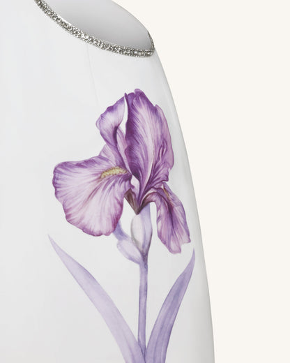 Beaded Trim Floral Mini Dress - White | JW PEI
