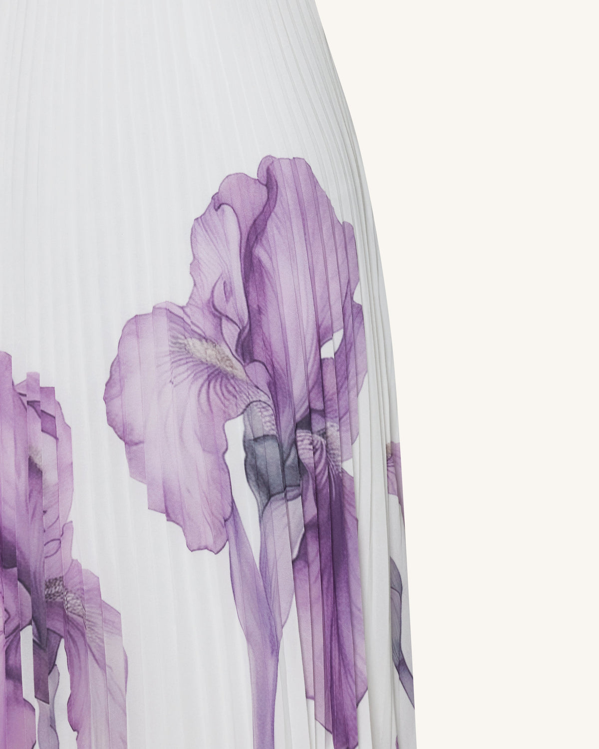 Jeweled-neck Halter Pleated Iris Print Maxi Dress - White/Purple | JW PEI