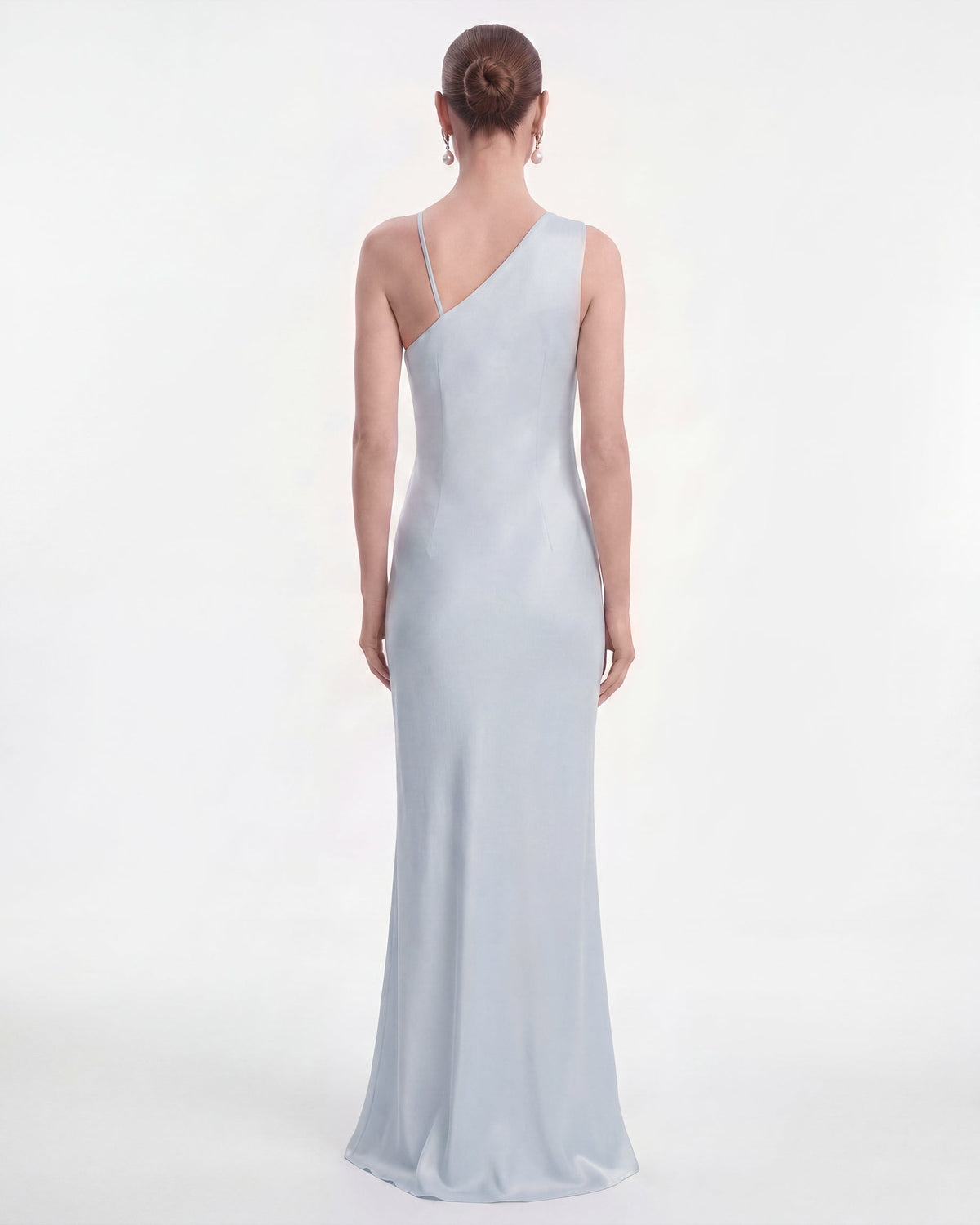 Floral Appliqué One Shoulder Maxi Dress - Light Blue | JW PEI