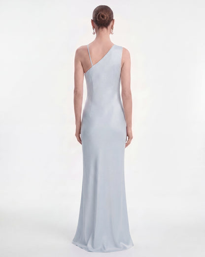 Floral Appliqué One Shoulder Maxi Dress - Light Blue | JW PEI