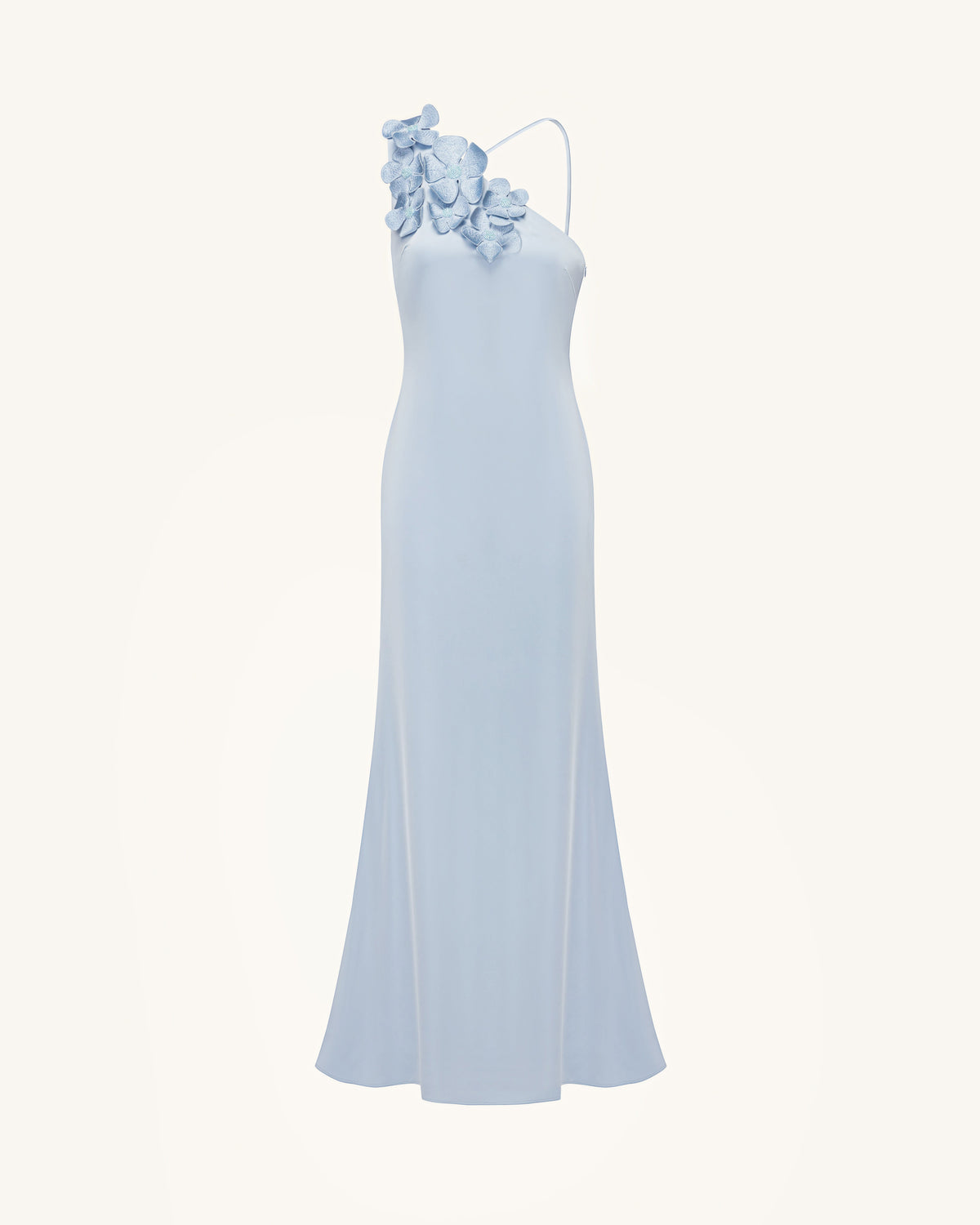 Floral Appliqué One Shoulder Maxi Dress - Light Blue | JW PEI