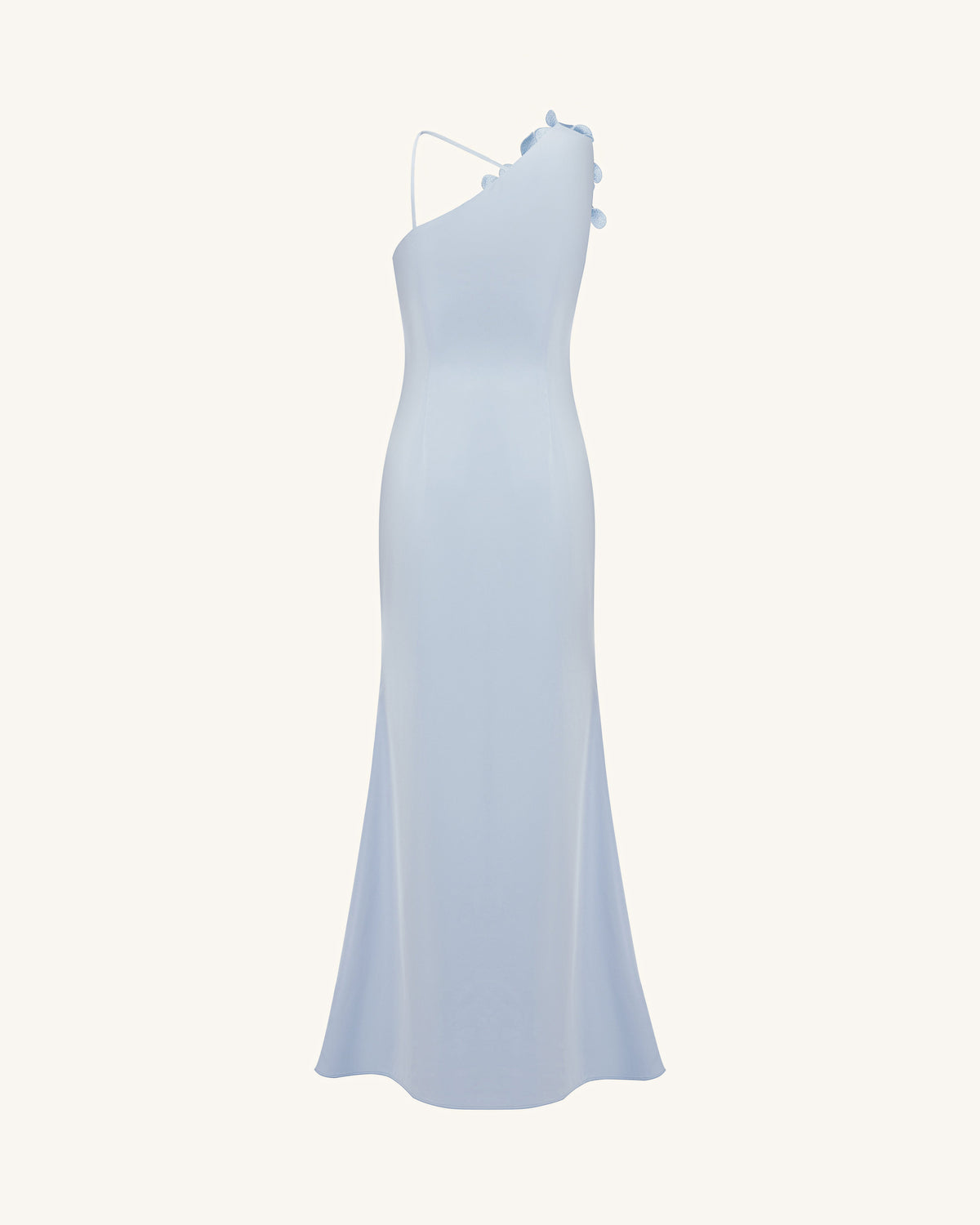 Floral Appliqué One Shoulder Maxi Dress - Light Blue | JW PEI