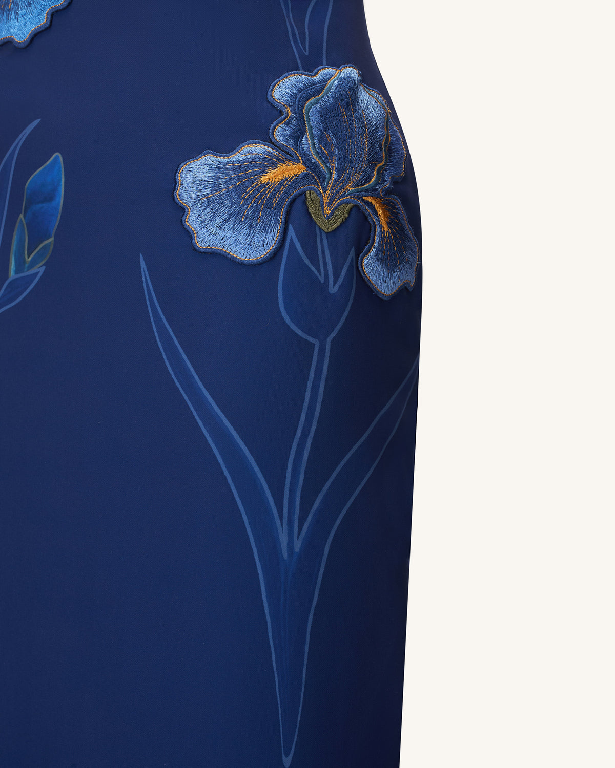 Iris Embroidered Strapless Maxi Dress - Navy Blue | JW PEI