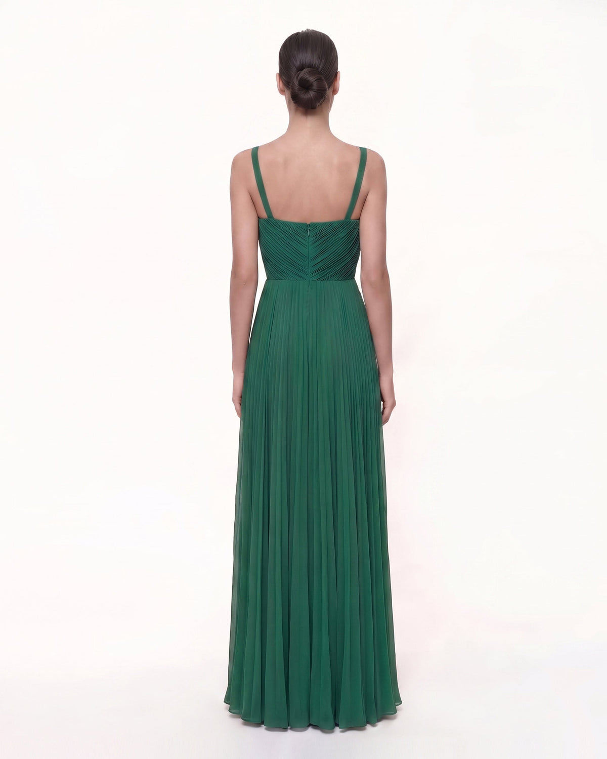 Iris Embroidered Pleated V-Neck Maxi Dress - Emerald Green | JW PEI