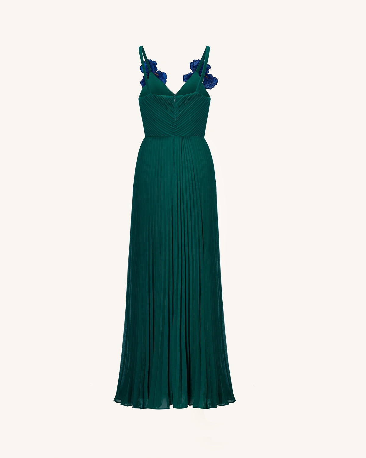 Iris Embroidered Pleated V-Neck Maxi Dress - Emerald Green | JW PEI