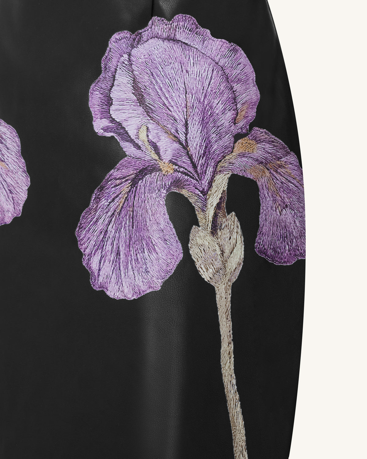 Iris Floral-Print Strappy Corset Leather Maxi Dress - Black | JW PEI