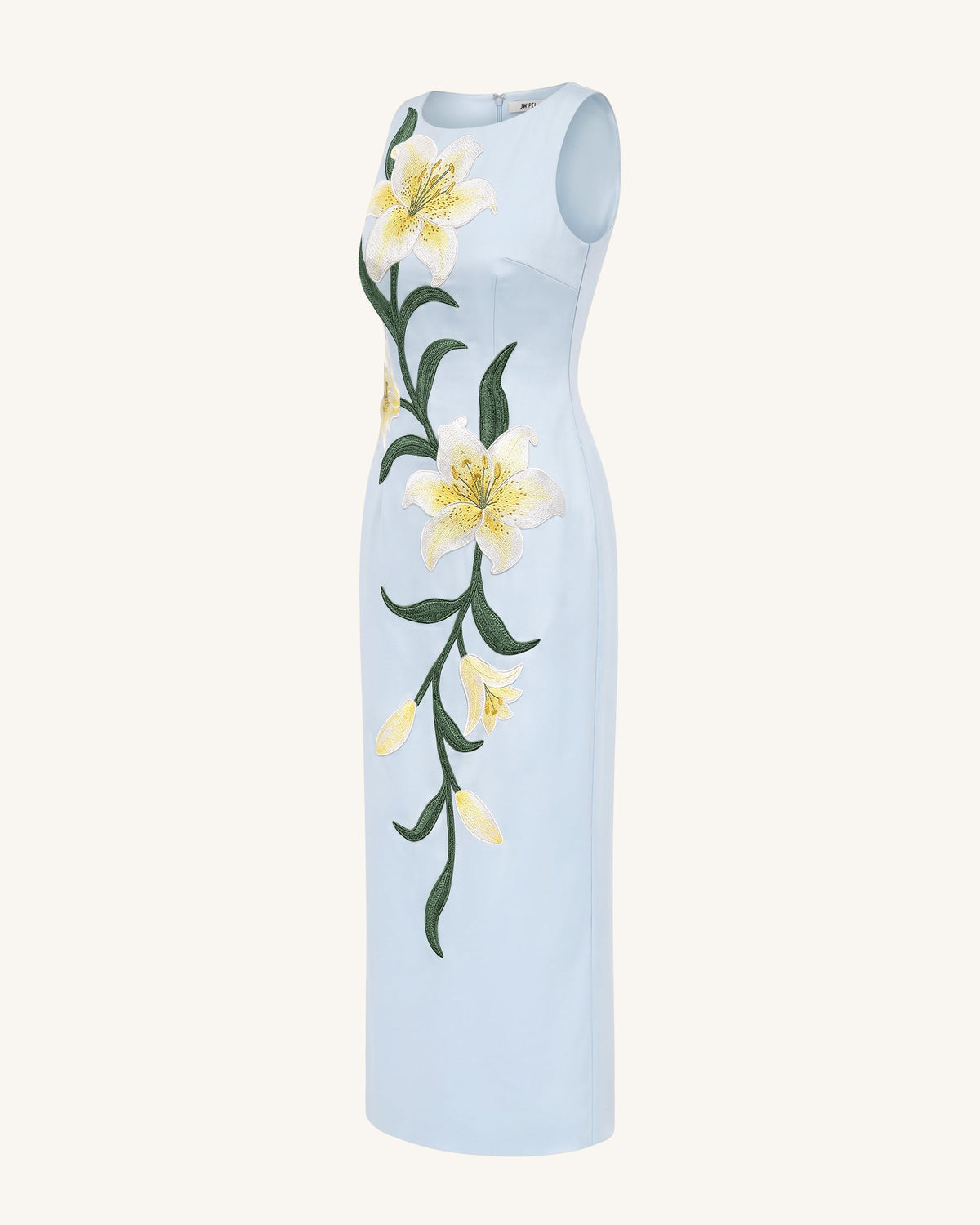 Lily Floral Print Sleeveless Column Maxi Dress - Light Blue | JW PEI