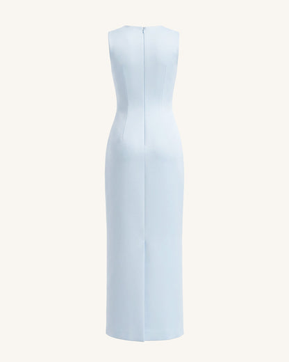 Lily Floral Print Sleeveless Column Maxi Dress - Light Blue | JW PEI