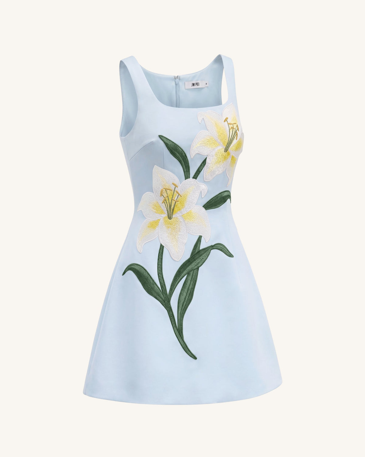 Lily Floral Print Sleeveless A-Line Mini Dress - Light Blue | JW PEI