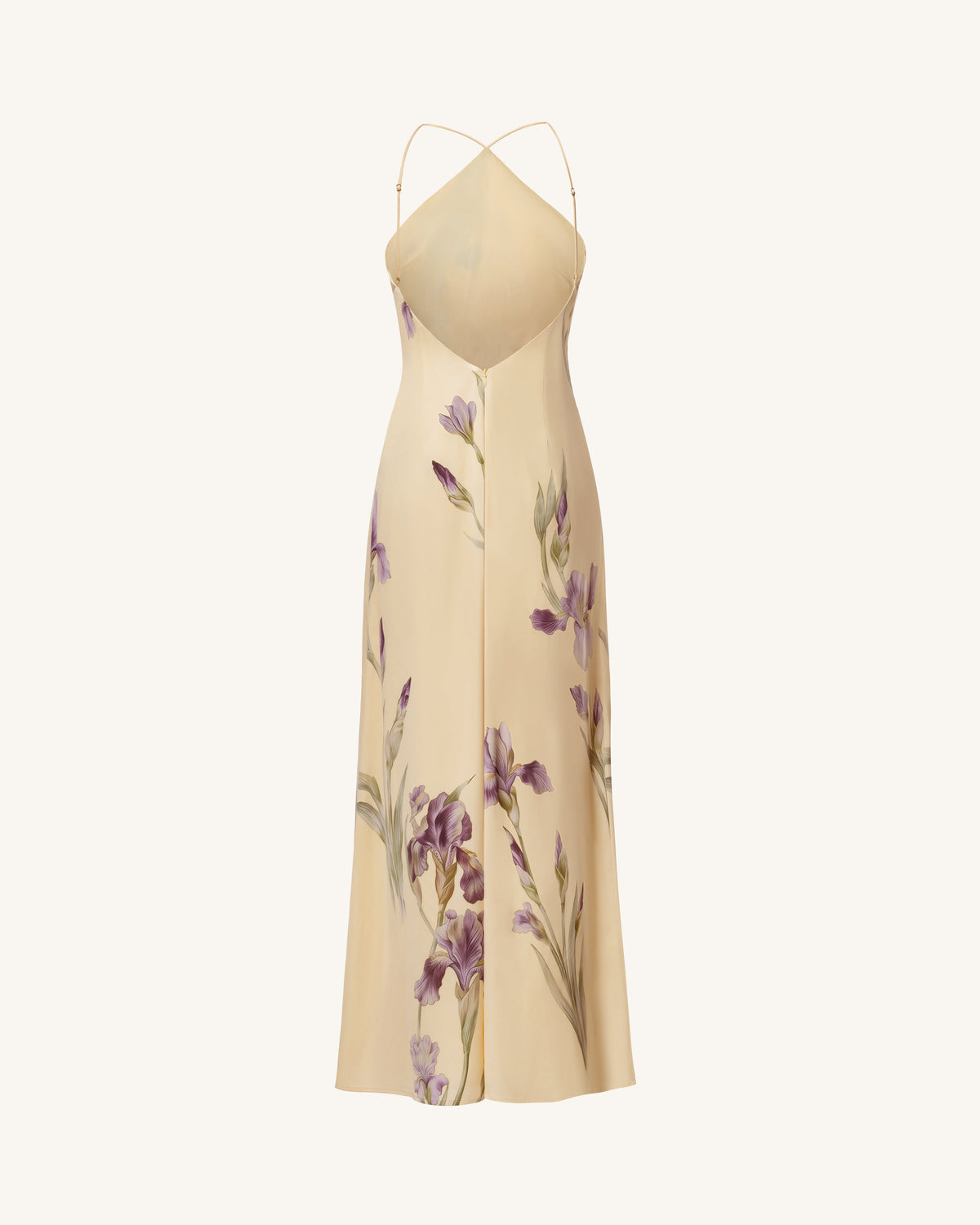 Iris Print Cross-Halter Open-Back Maxi Dress - Yellow | JW PEI