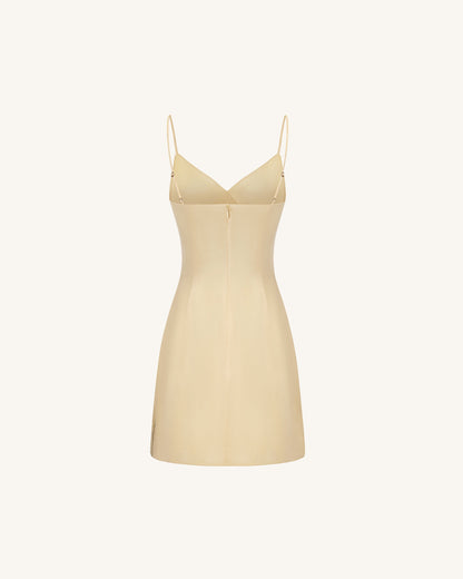 Iris Print Satin Slip Mini Dress - Soft Yellow | JW PEI