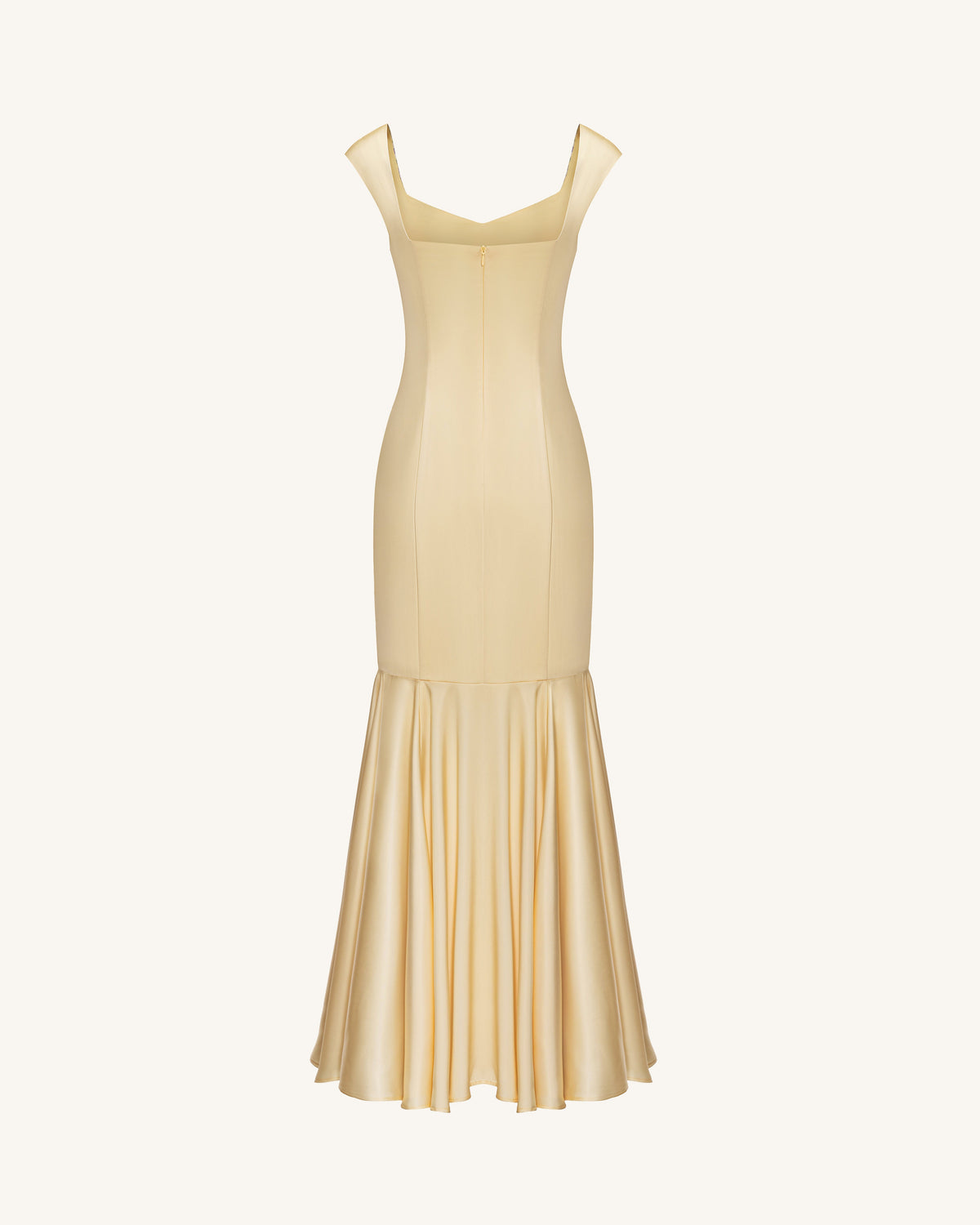 Iris Print Satin Mermaid Maxi Dress - Soft Yellow | JW PEI