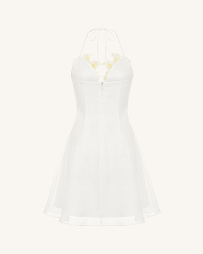 Lily-Embroidered Halter Mini Dress - White | JW PEI