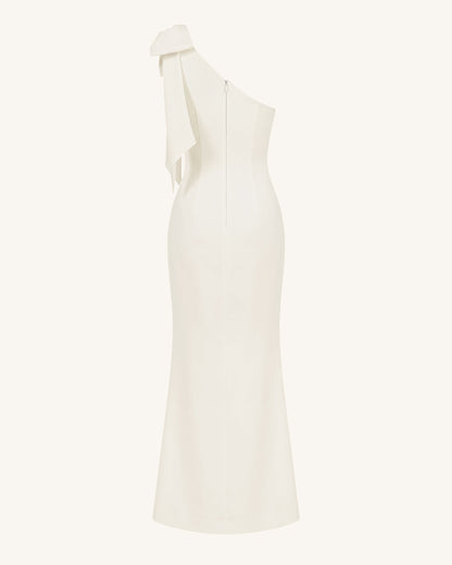 Flower Embroidered One-Shoulder Maxi Dress - Ivory | JW PEI