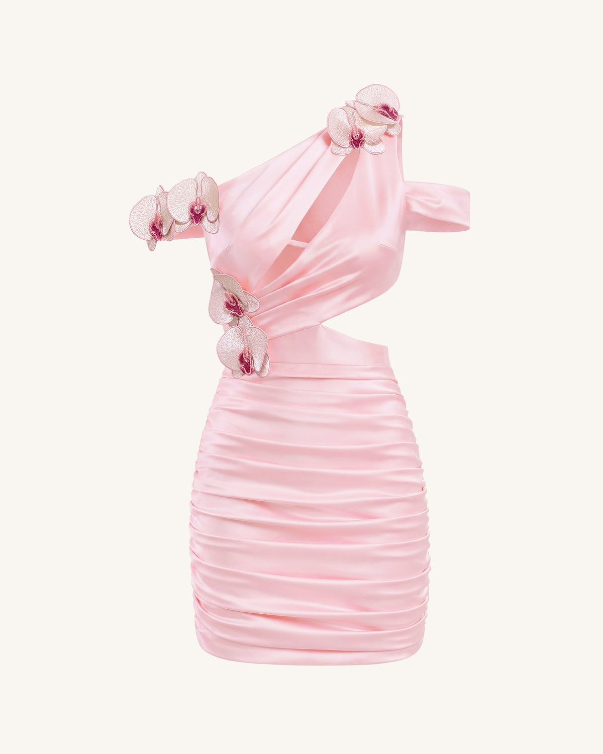 Orchid Embroidered Cutout Ruched Mini Dress - Blush Pink | JW PEI