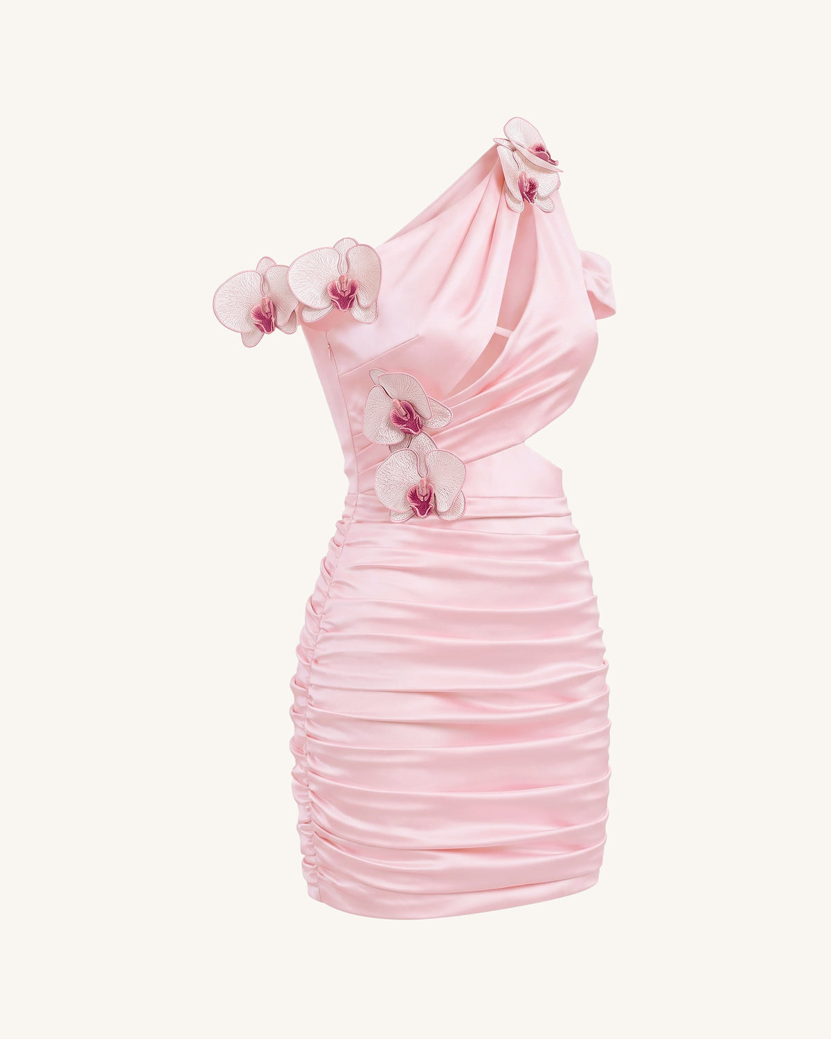 Orchid Embroidered Cutout Ruched Mini Dress - Blush Pink | JW PEI