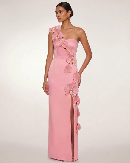 Orchid Embellished Cutout Slit Maxi Dress - Blush Pink | JW PEI