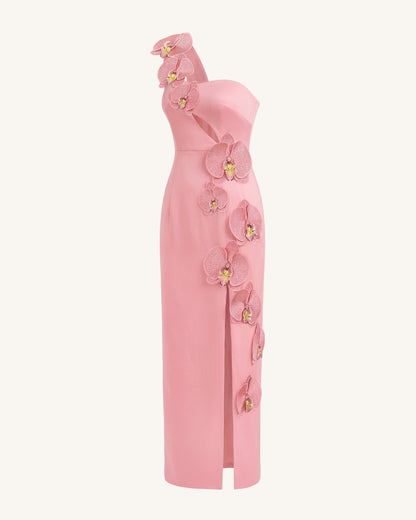 Orchid Embellished Cutout Slit Maxi Dress - Blush Pink | JW PEI