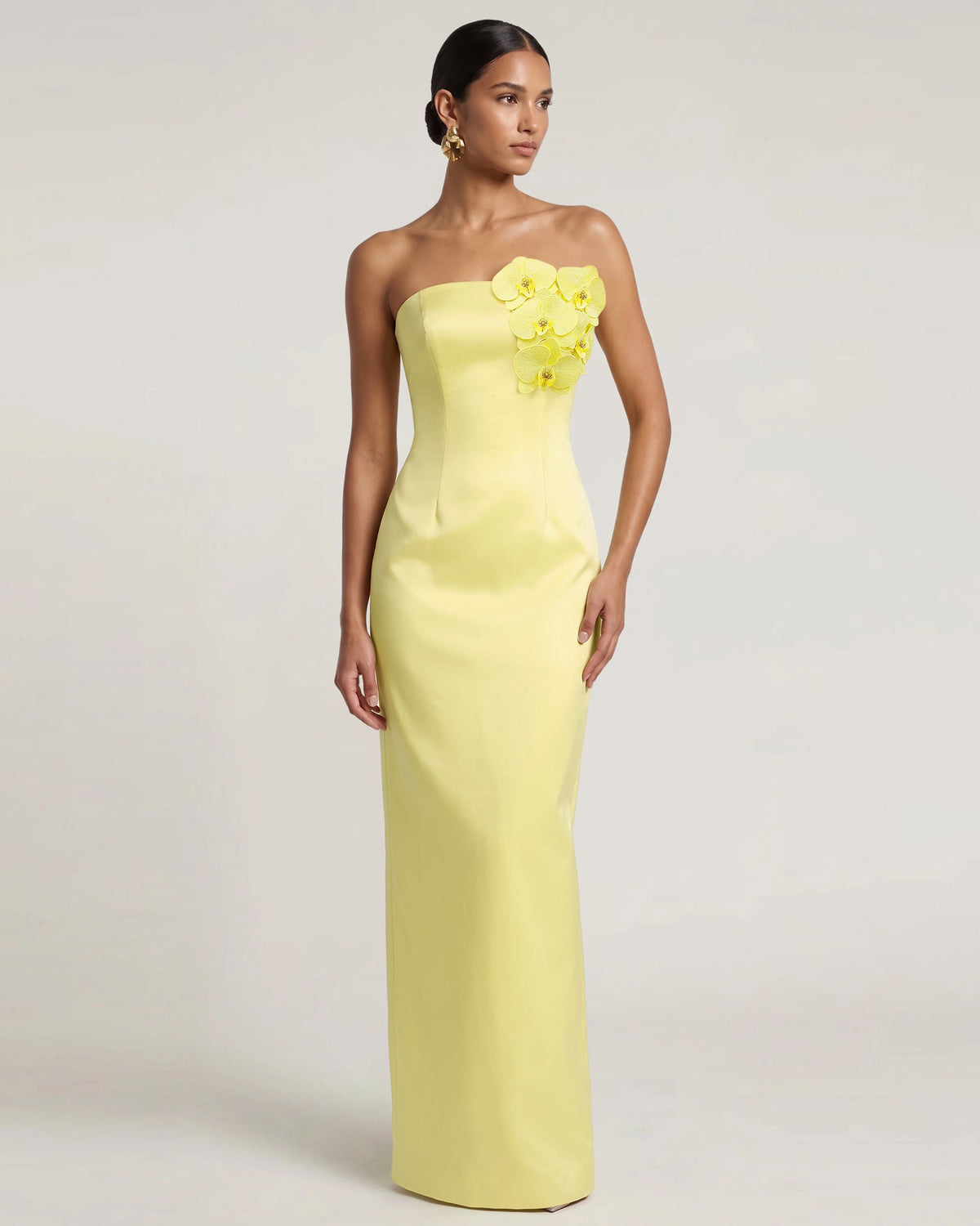 Orchid Embellished Strapless Maxi Dress - Yellow | JW PEI