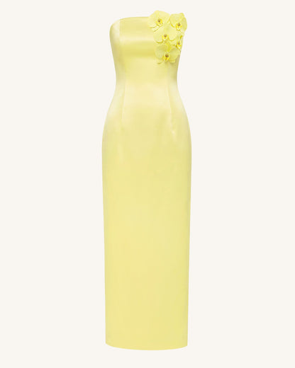 Orchid Embellished Strapless Maxi Dress - Yellow | JW PEI