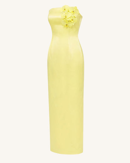 Orchid Embellished Strapless Maxi Dress - Yellow | JW PEI